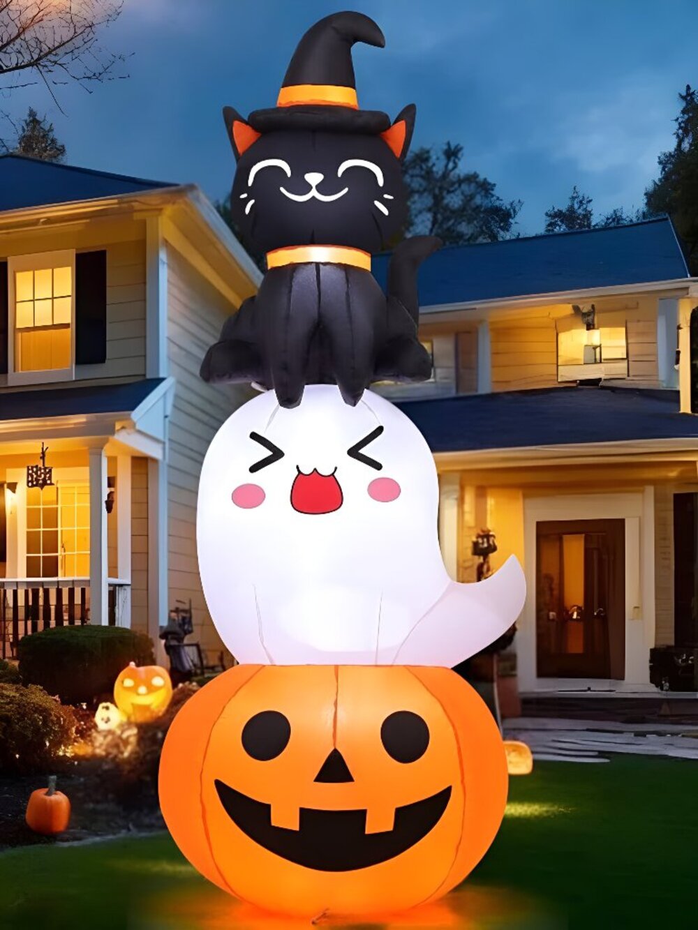 6 FT Halloween Inflatables Pumpkin Ghost Cat Combo Outdoor Decorations Blow Up